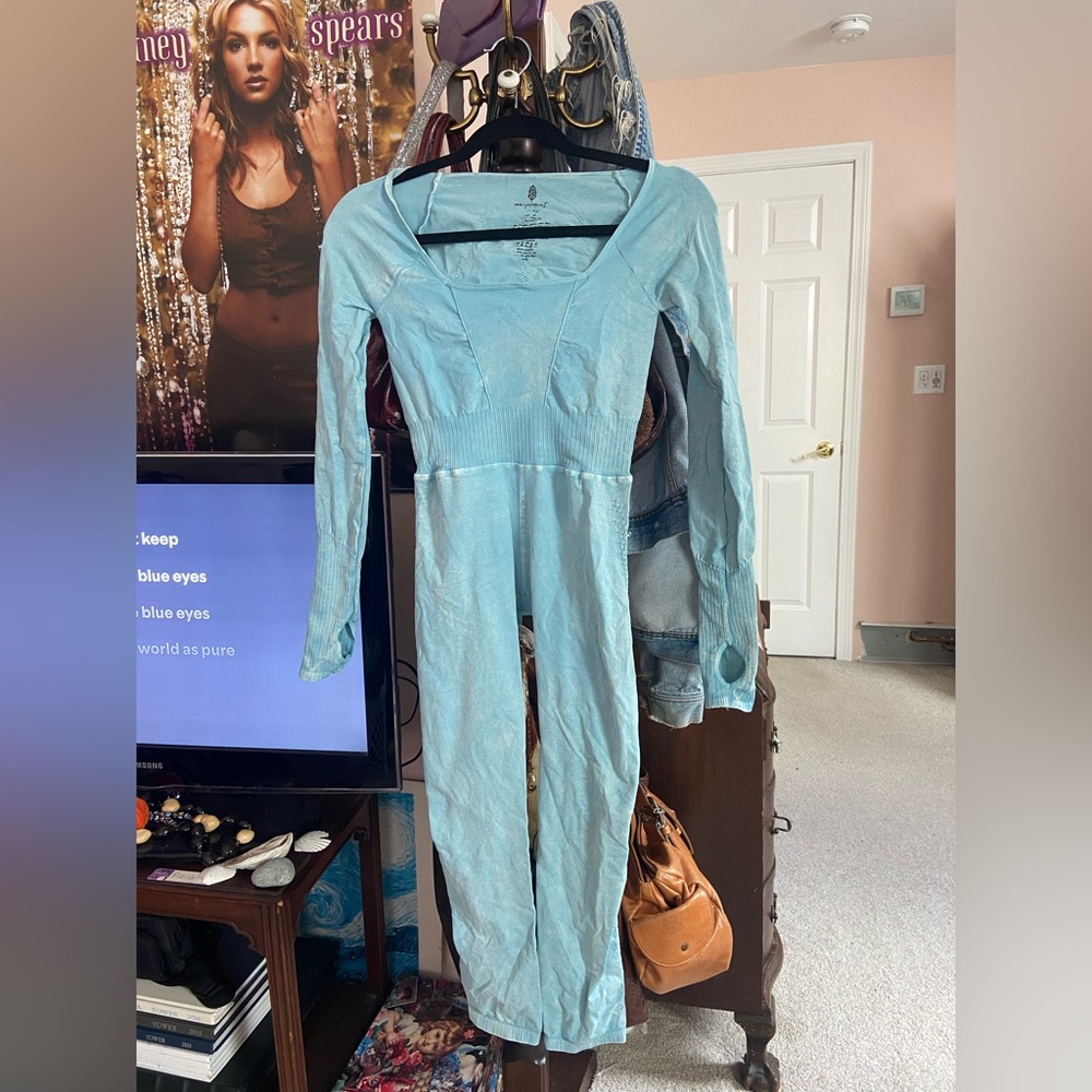 FP Movement by Free People Light Blue Long Sleeve Jumpsuit